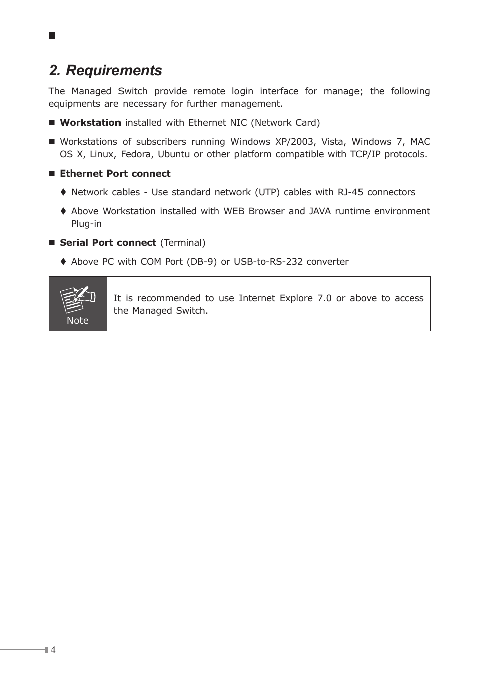Requirements | PLANET WGSD-10020 User Manual | Page 4 / 12