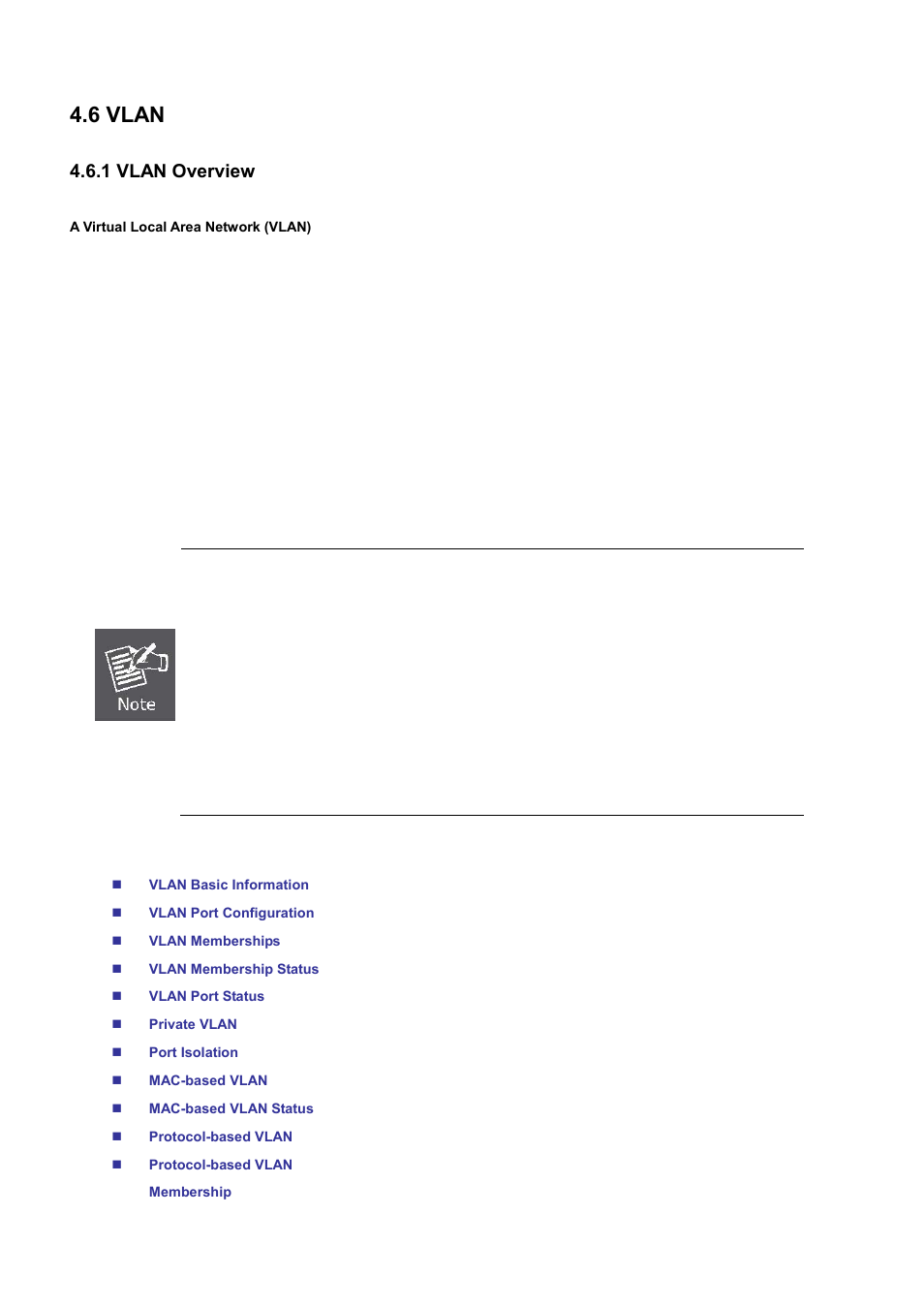 6 vlan, 1 vlan overview | PLANET WGSD-10020 User Manual | Page 107 / 556