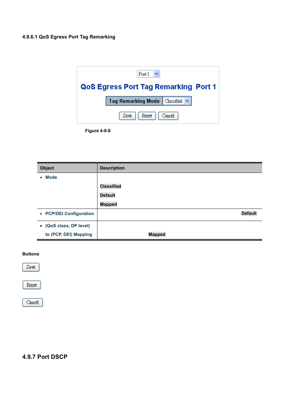 1 qos egress port tag remarking, 7 port dscp | PLANET WGSD-10020 User Manual | Page 183 / 556