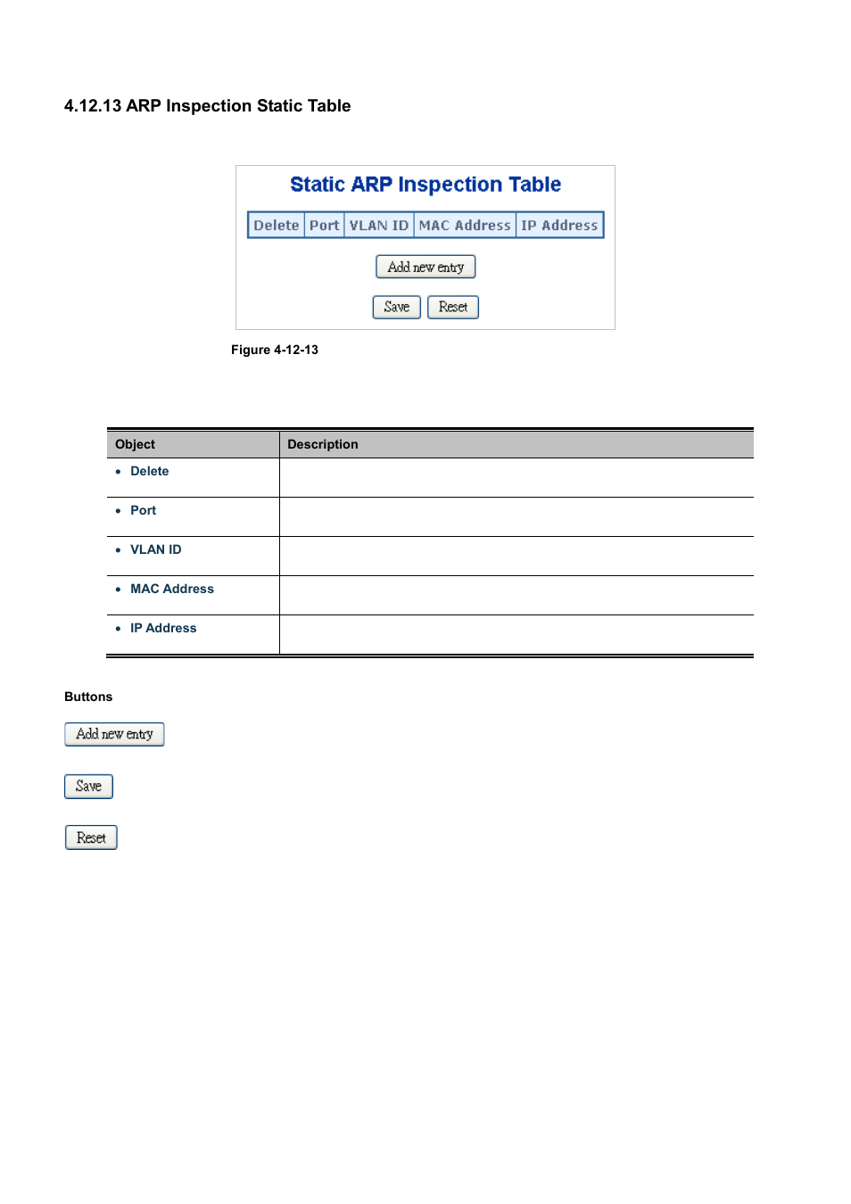 13 arp inspection static table | PLANET WGSD-10020 User Manual | Page 275 / 556