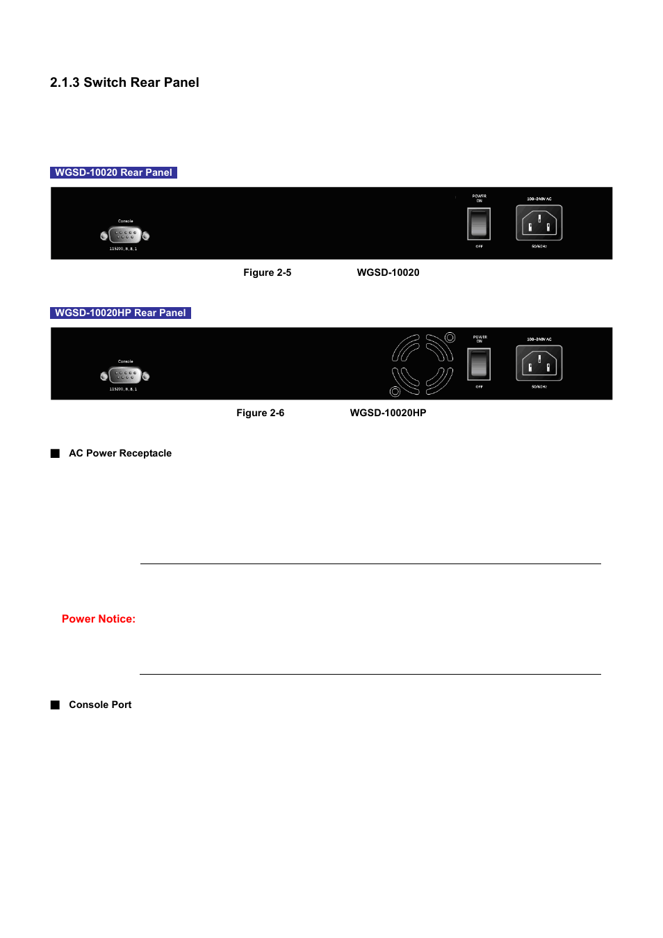 3 switch rear panel | PLANET WGSD-10020 User Manual | Page 32 / 556