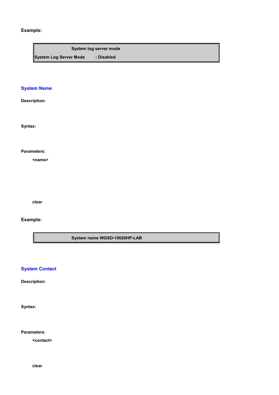 System name, System contact | PLANET WGSD-10020 User Manual | Page 324 / 556