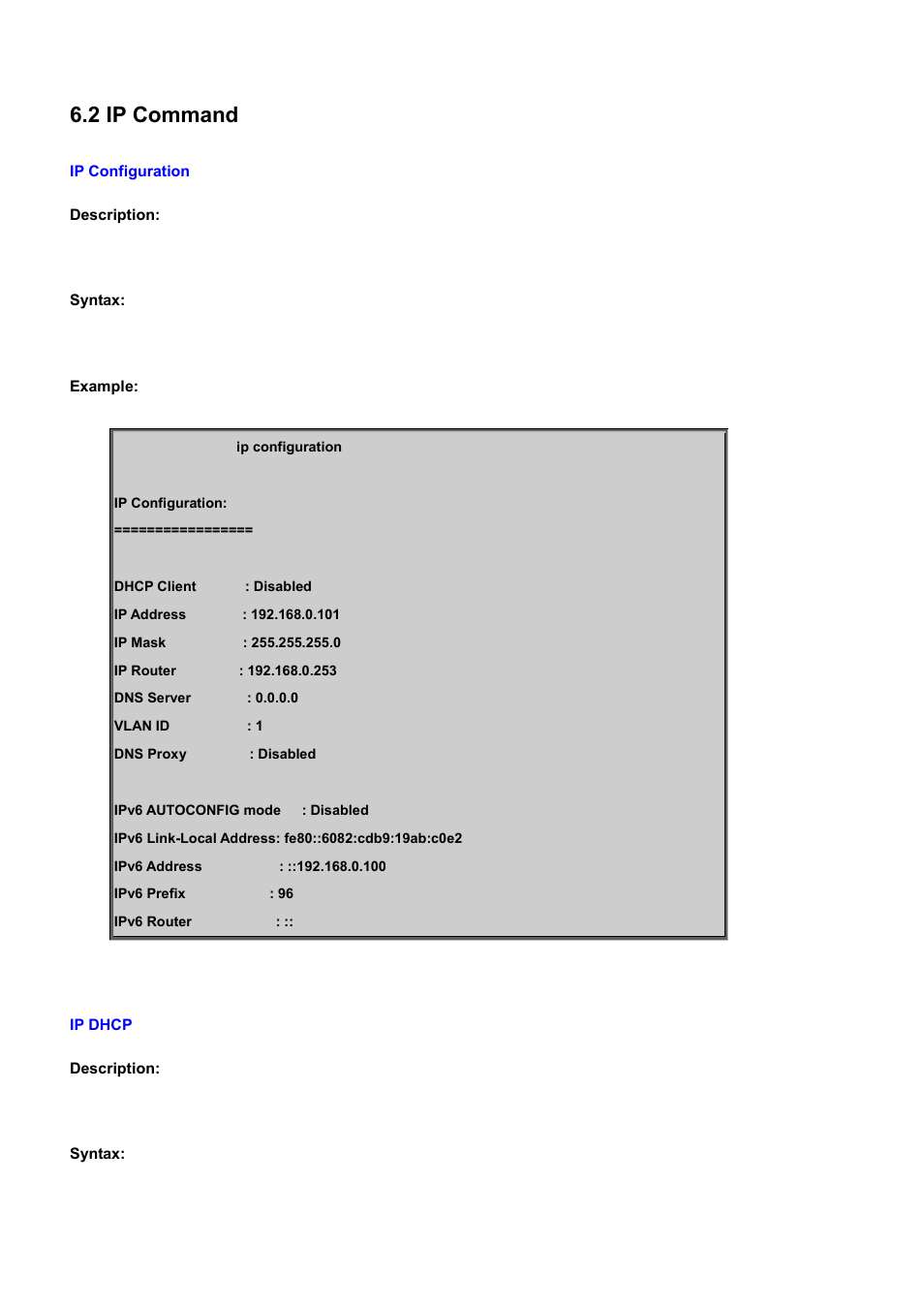 2 ip command, Ip configuration, Ip dhcp | PLANET WGSD-10020 User Manual | Page 330 / 556