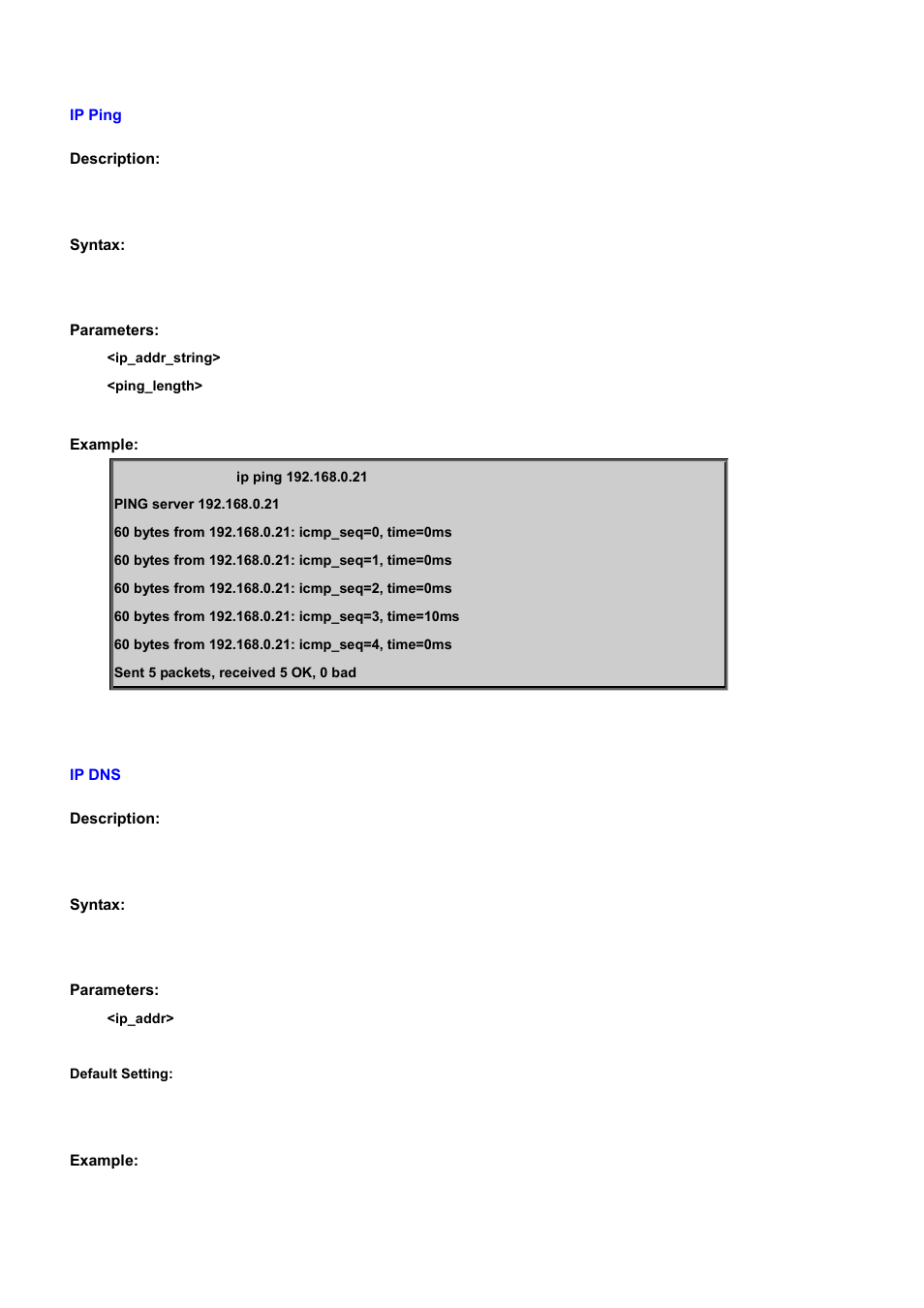 Ip ping, Ip dns | PLANET WGSD-10020 User Manual | Page 332 / 556