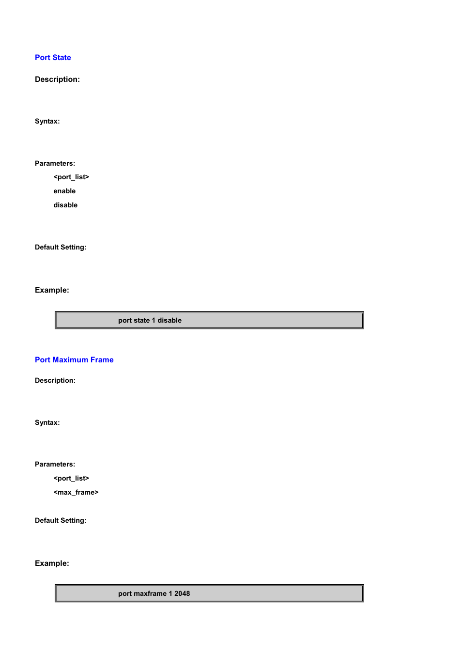 Port state, Port maximum frame | PLANET WGSD-10020 User Manual | Page 341 / 556
