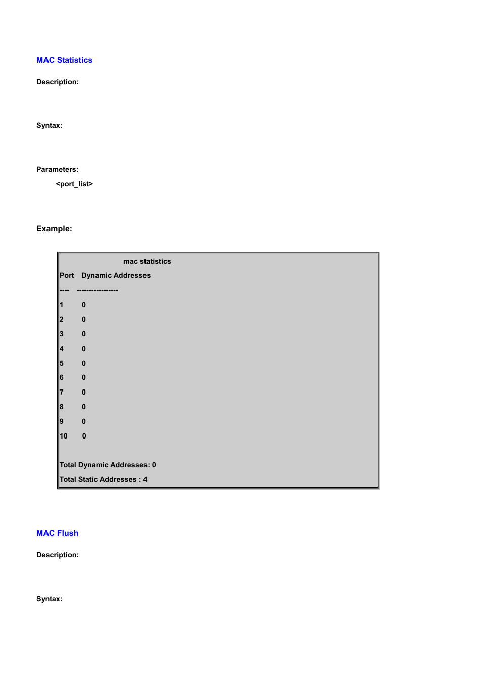 Mac statistics, Mac flush | PLANET WGSD-10020 User Manual | Page 349 / 556