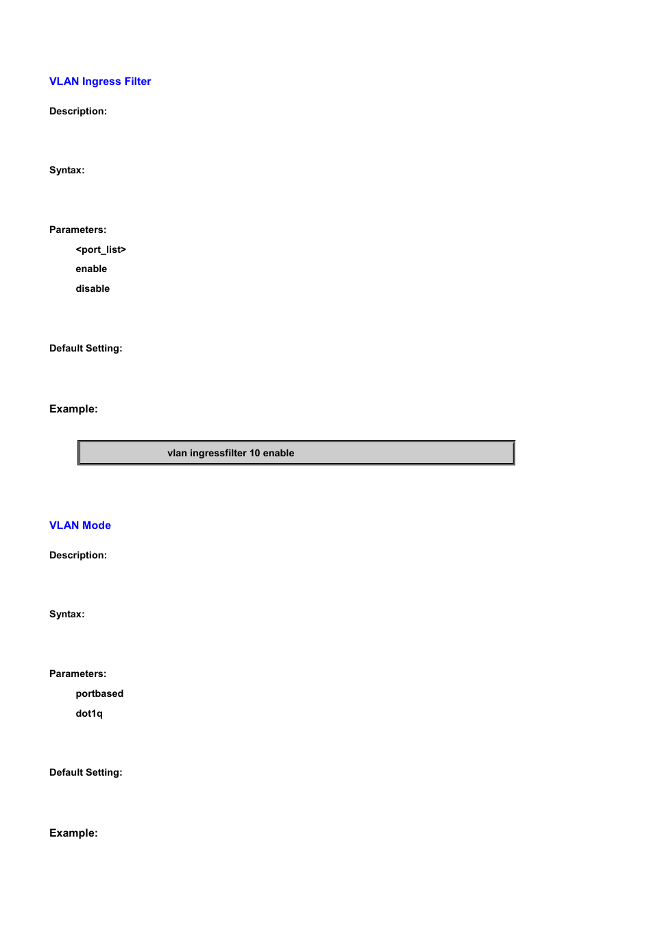 Vlan ingress filter, Vlan mode | PLANET WGSD-10020 User Manual | Page 352 / 556