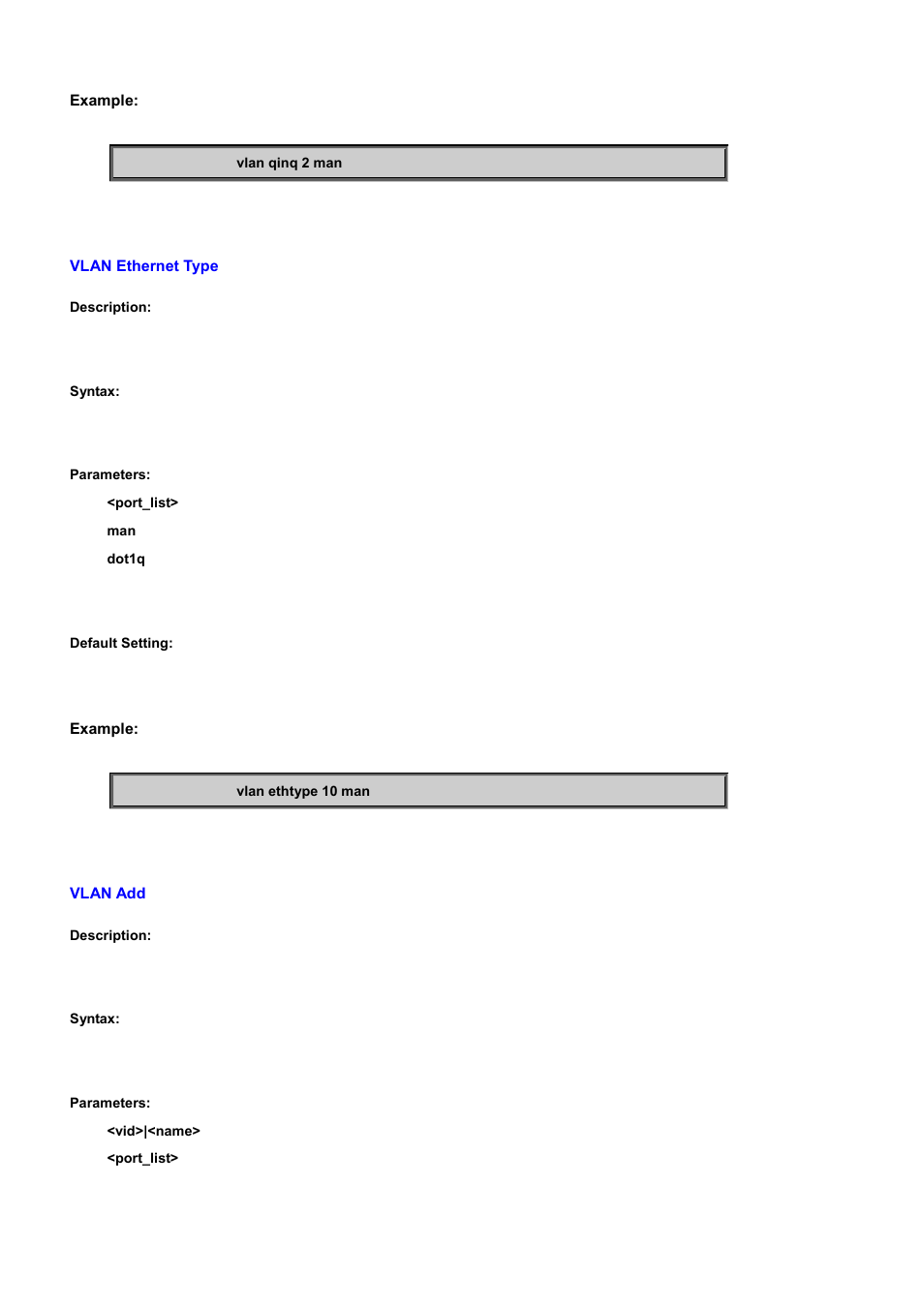 Vlan ethernet type, Vlan add | PLANET WGSD-10020 User Manual | Page 354 / 556