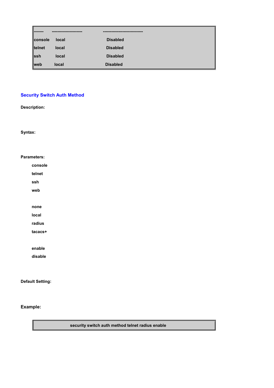 Security switch auth method | PLANET WGSD-10020 User Manual | Page 367 / 556