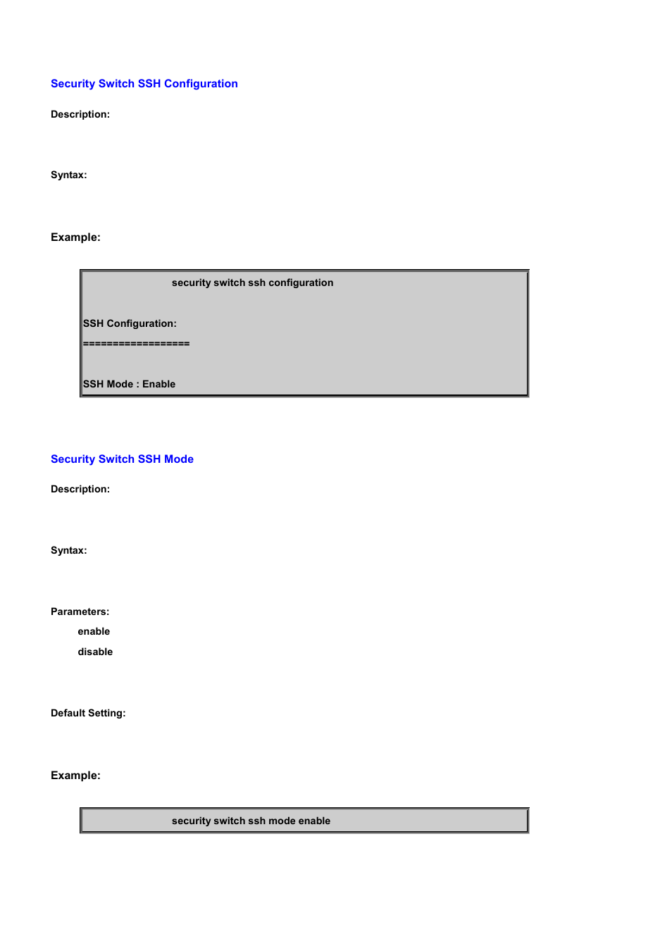 Security switch ssh configuration, Security switch ssh mode | PLANET WGSD-10020 User Manual | Page 368 / 556