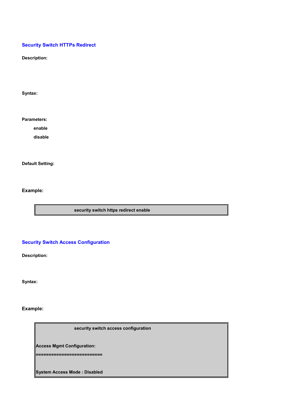 Security switch https redirect, Security switch access configuration | PLANET WGSD-10020 User Manual | Page 370 / 556