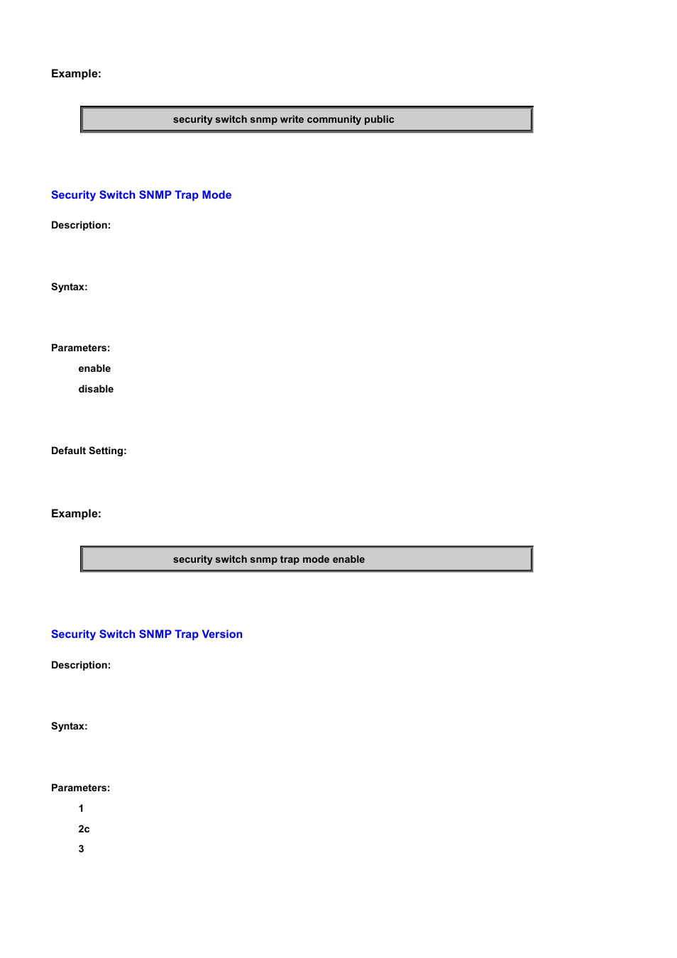 Security switch snmp trap mode, Security switch snmp trap version | PLANET WGSD-10020 User Manual | Page 378 / 556