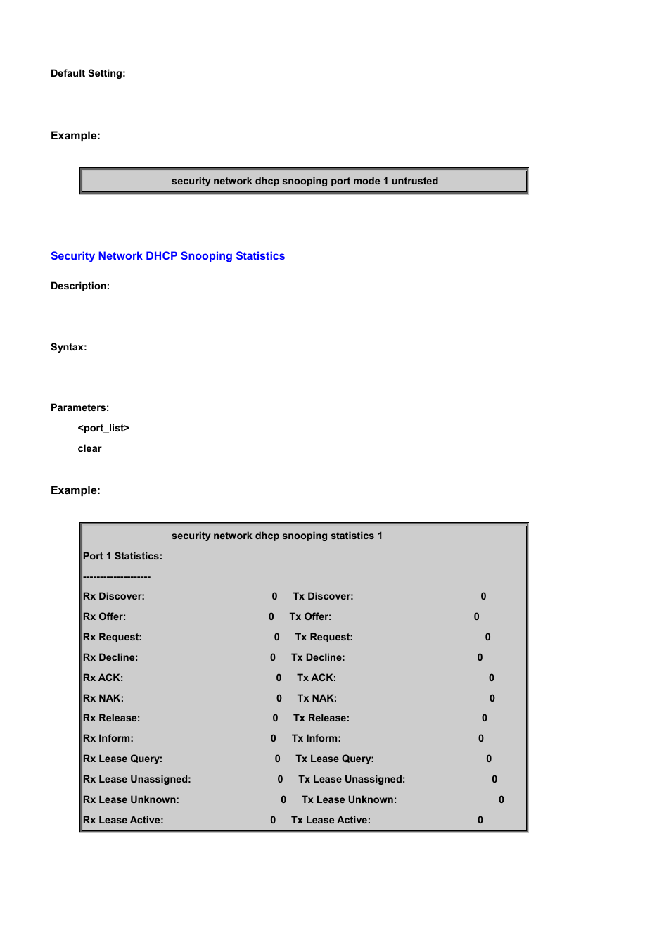 Security network dhcp snooping statistics | PLANET WGSD-10020 User Manual | Page 418 / 556