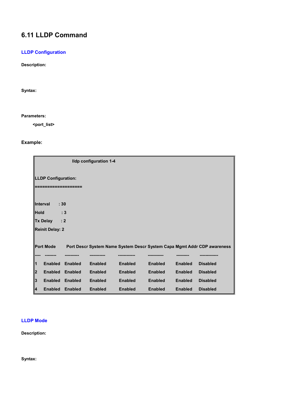 11 lldp command, Lldp configuration, Lldp mode | PLANET WGSD-10020 User Manual | Page 451 / 556
