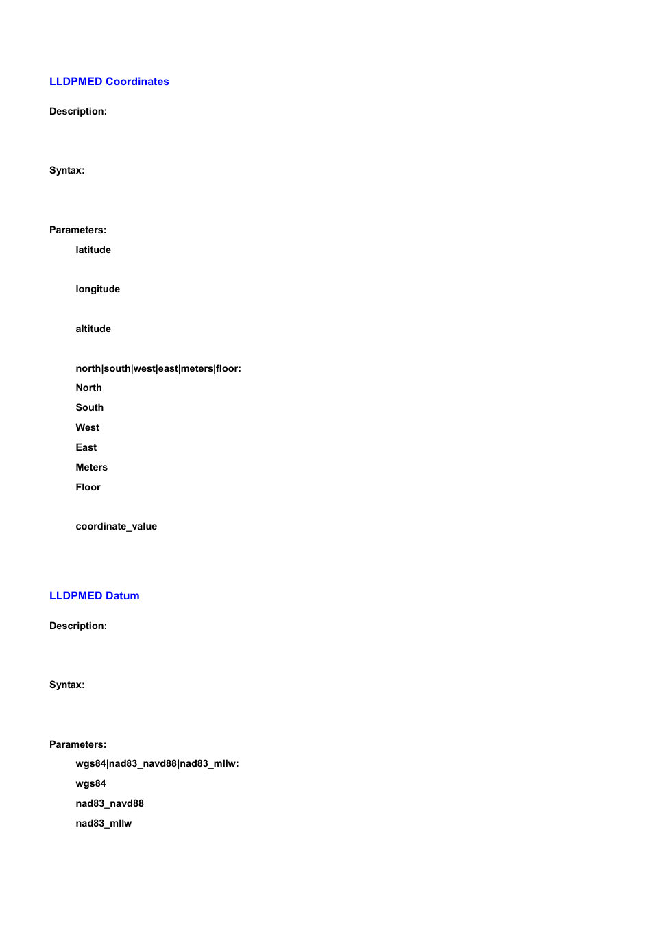 Lldpmed coordinates, Lldpmed datum | PLANET WGSD-10020 User Manual | Page 461 / 556