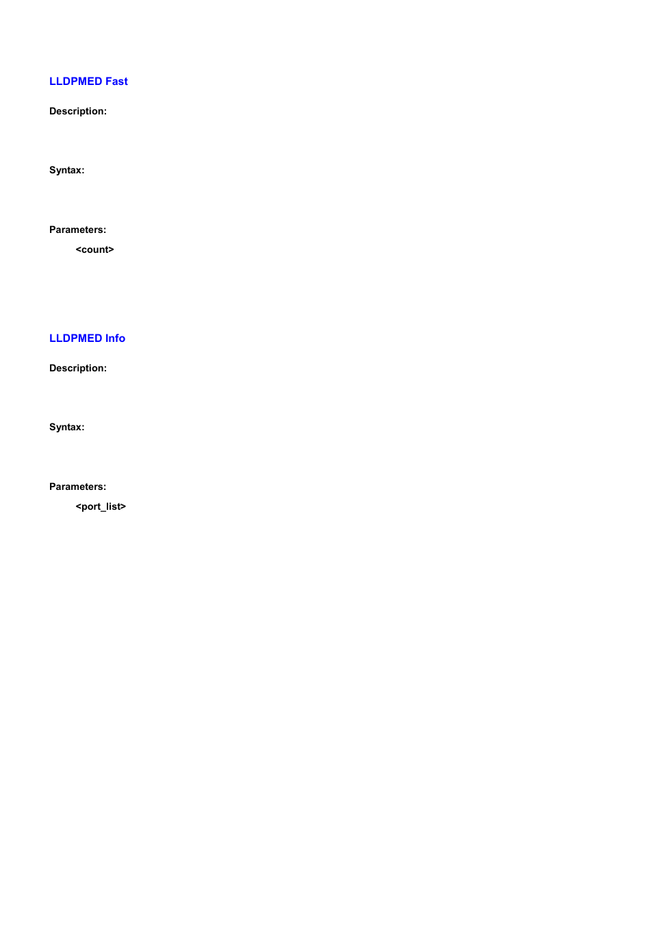 Lldpmed fast, Lldpmed info | PLANET WGSD-10020 User Manual | Page 462 / 556