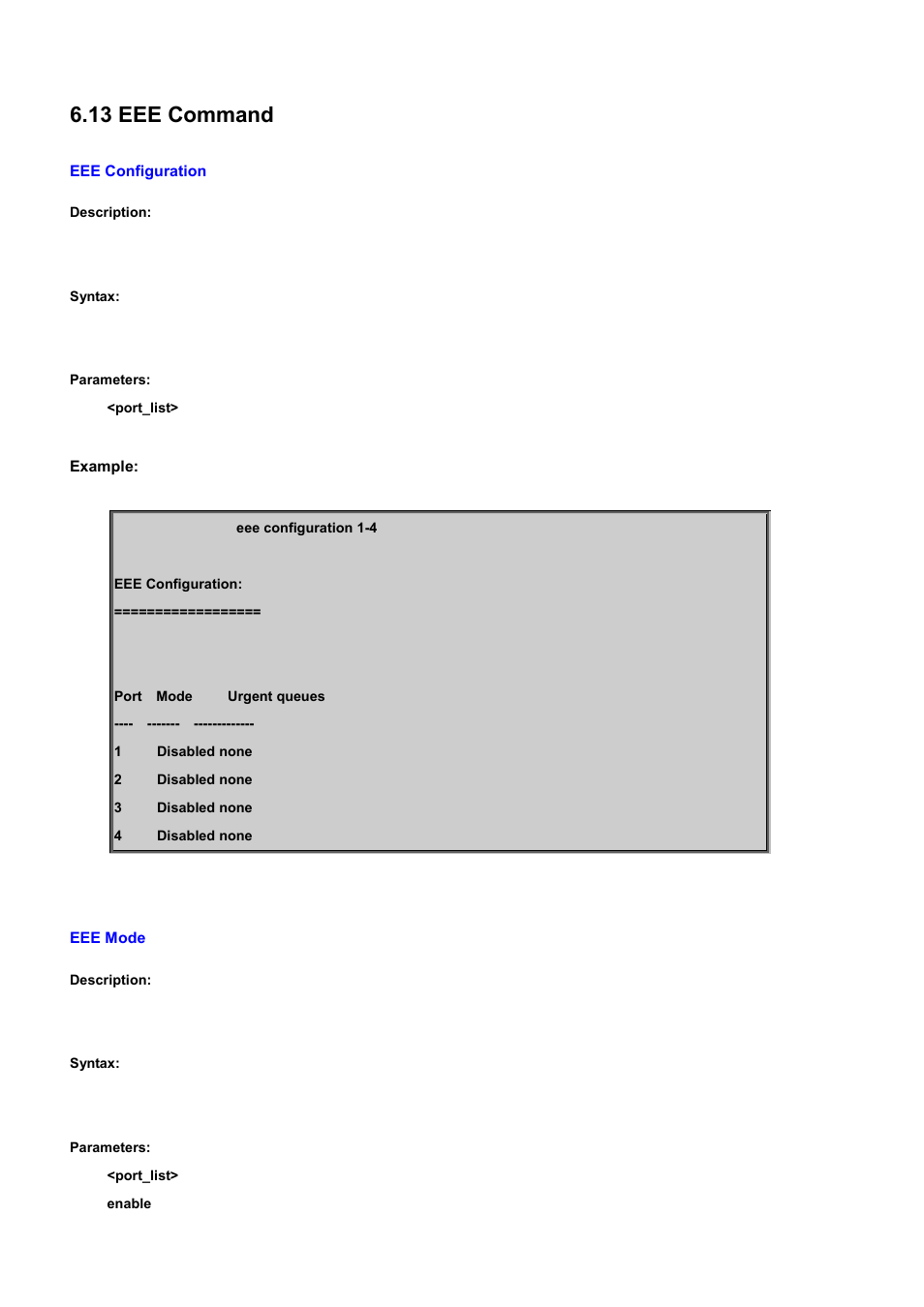 13 eee command, Eee configuration, Eee mode | PLANET WGSD-10020 User Manual | Page 463 / 556