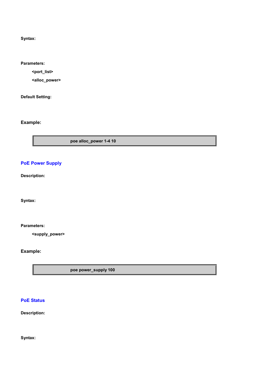 Poe power supply, Poe status | PLANET WGSD-10020 User Manual | Page 468 / 556