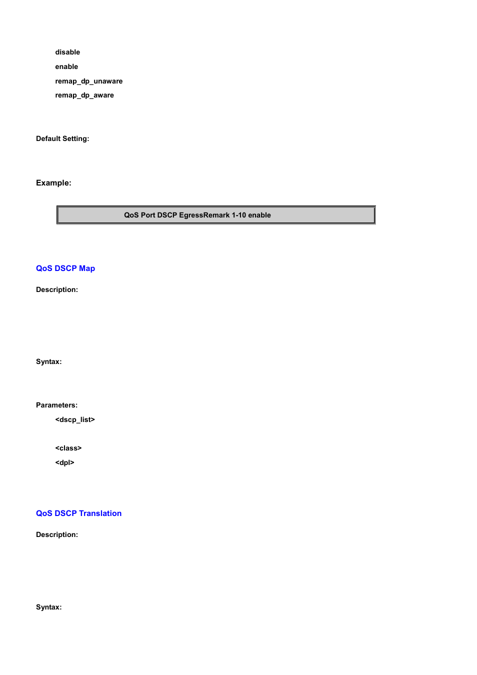 Qos dscp map, Qos dscp translation | PLANET WGSD-10020 User Manual | Page 486 / 556