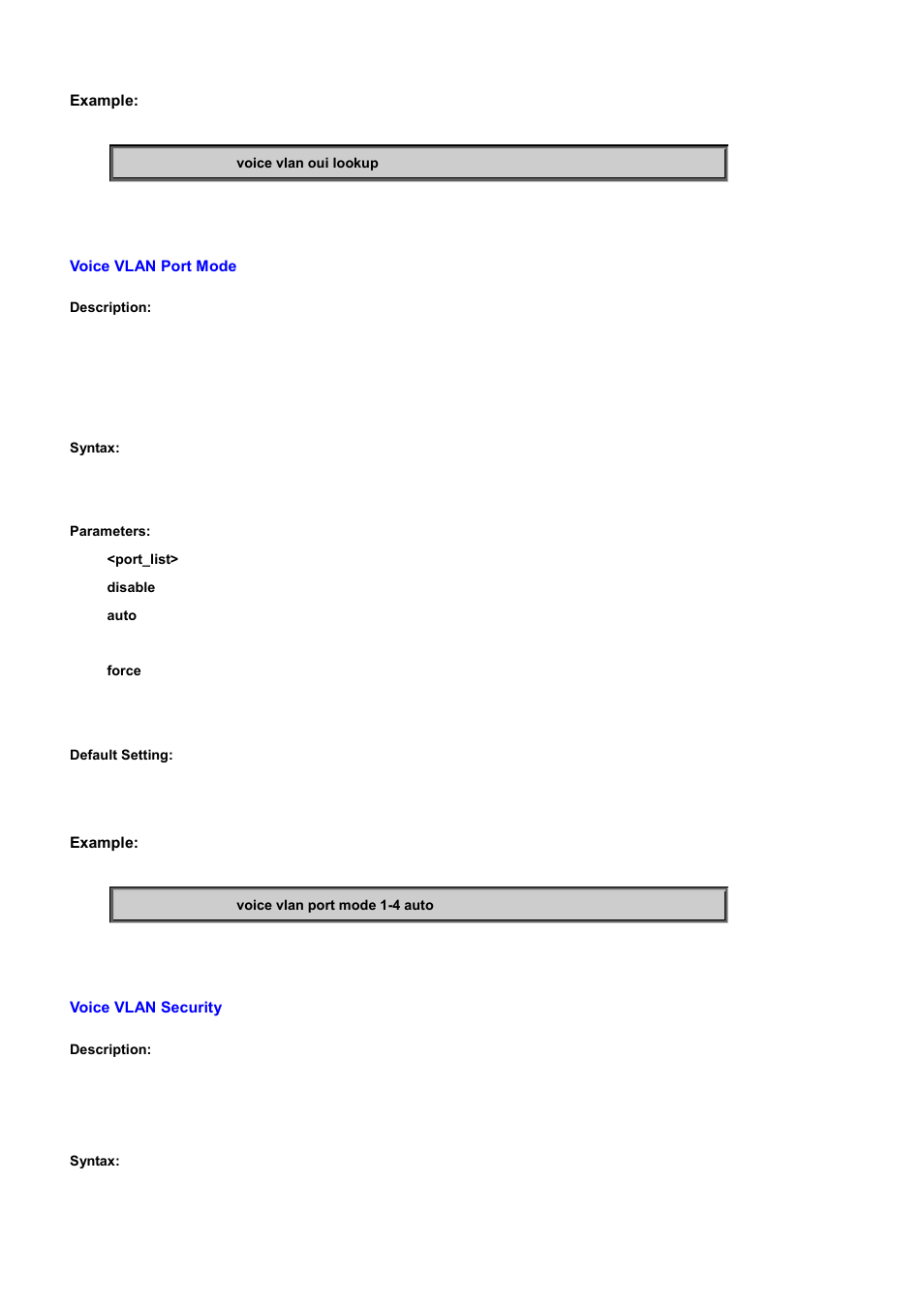 Voice vlan port mode, Voice vlan security | PLANET WGSD-10020 User Manual | Page 509 / 556