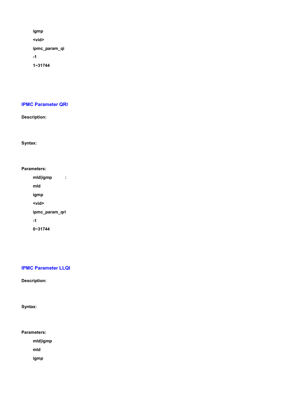 Ipmc parameter qri, Ipmc parameter llqi | PLANET WGSD-10020 User Manual | Page 520 / 556