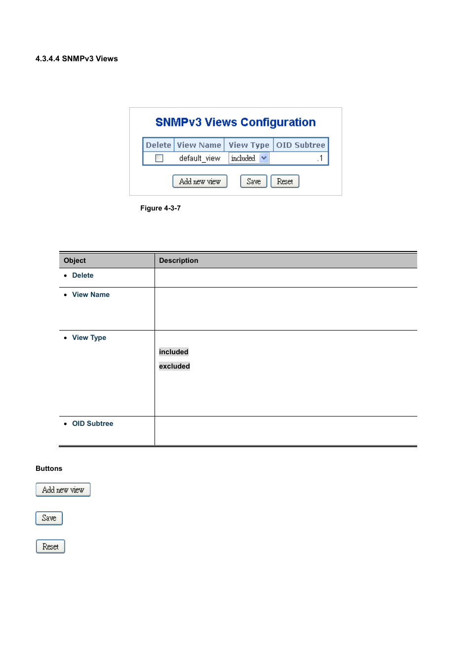 4 snmpv3 views | PLANET WGSD-10020 User Manual | Page 86 / 556