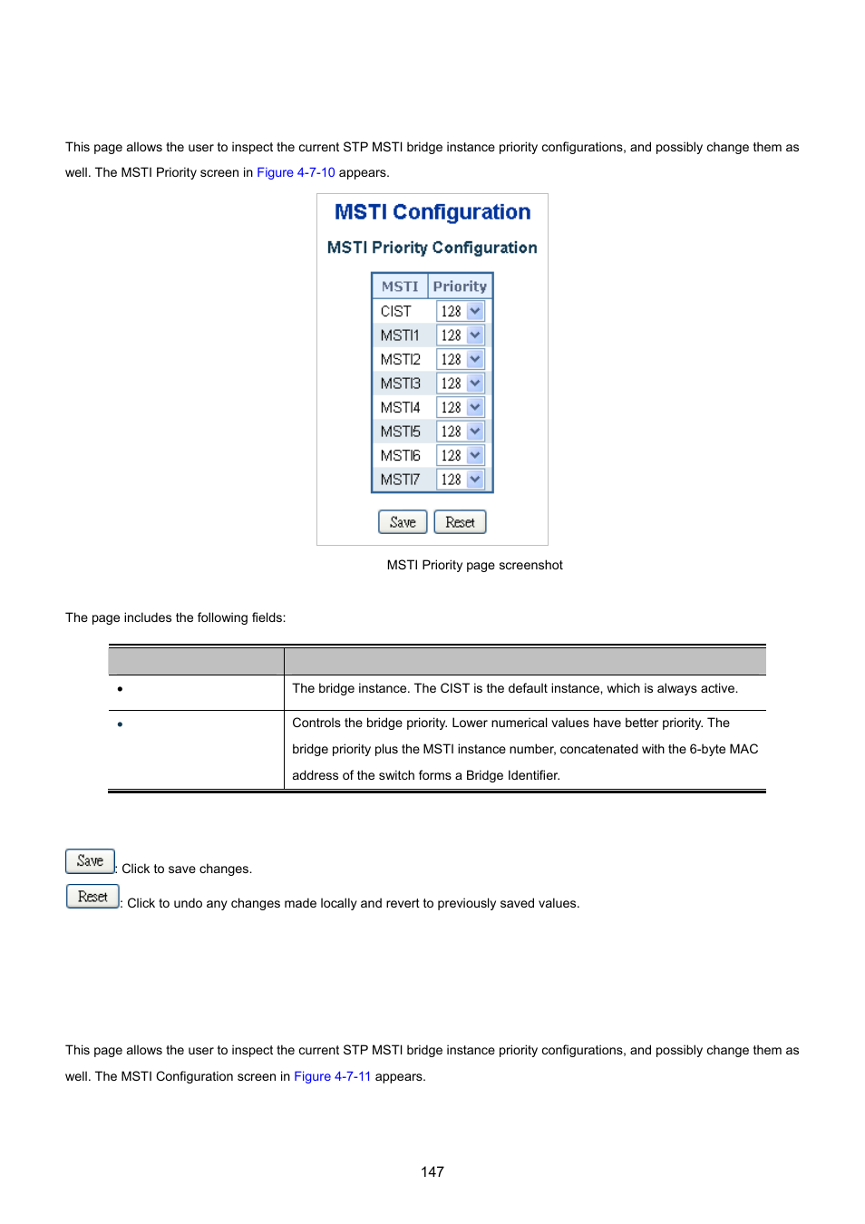 5 msti priorities, 6 msti configuration | PLANET WGSD-10020 User Manual | Page 147 / 557