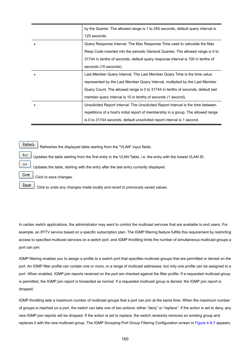 4 igmp snooping port group filtering | PLANET WGSD-10020 User Manual | Page 160 / 557