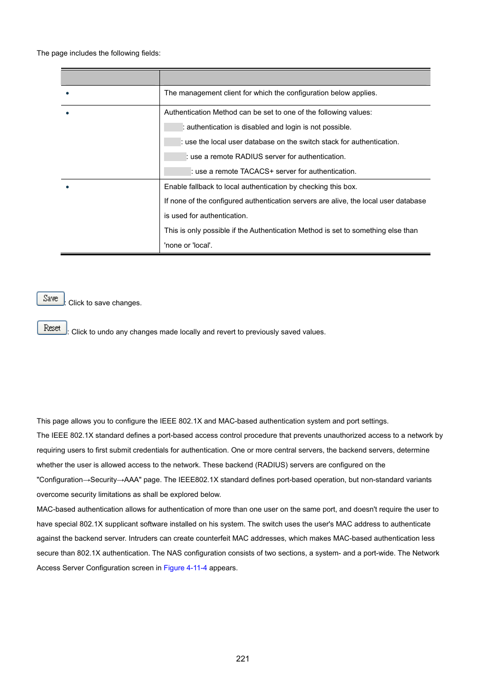 3 network access server configuration | PLANET WGSD-10020 User Manual | Page 221 / 557