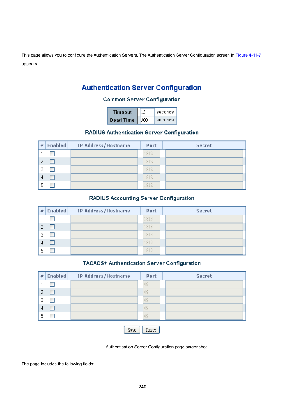 6 authentication server configuration | PLANET WGSD-10020 User Manual | Page 240 / 557