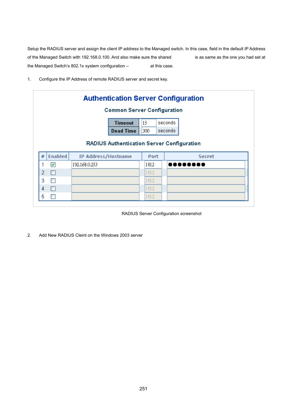 9 windows platform radius server configuration | PLANET WGSD-10020 User Manual | Page 251 / 557