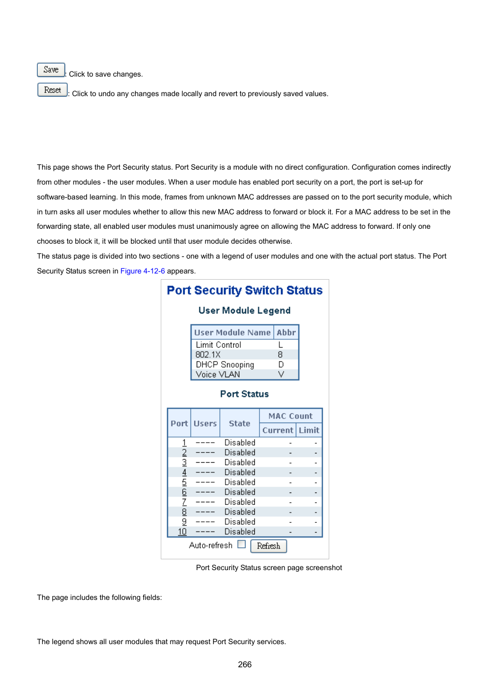 6 port security status | PLANET WGSD-10020 User Manual | Page 266 / 557