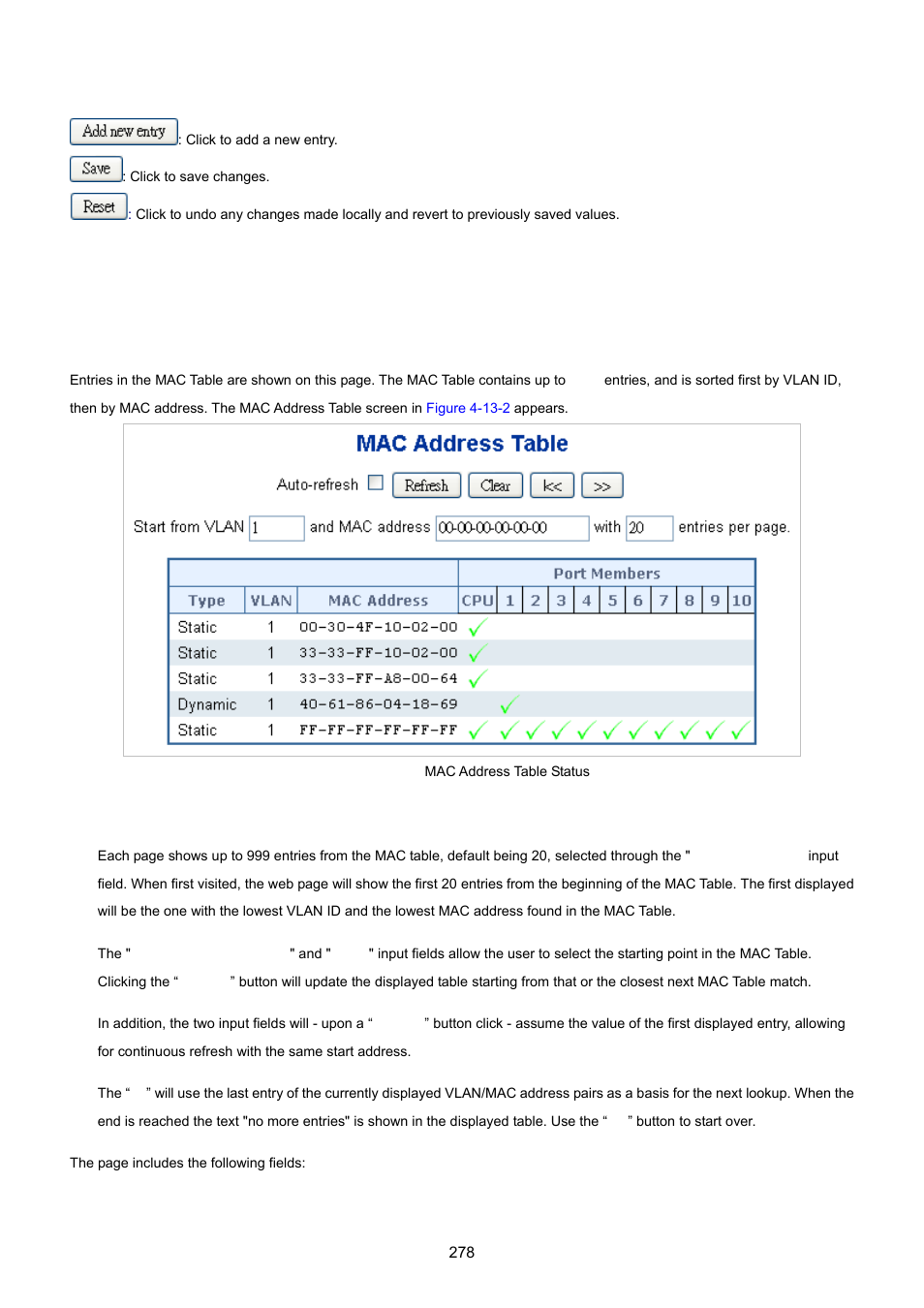 2 mac address table status | PLANET WGSD-10020 User Manual | Page 278 / 557