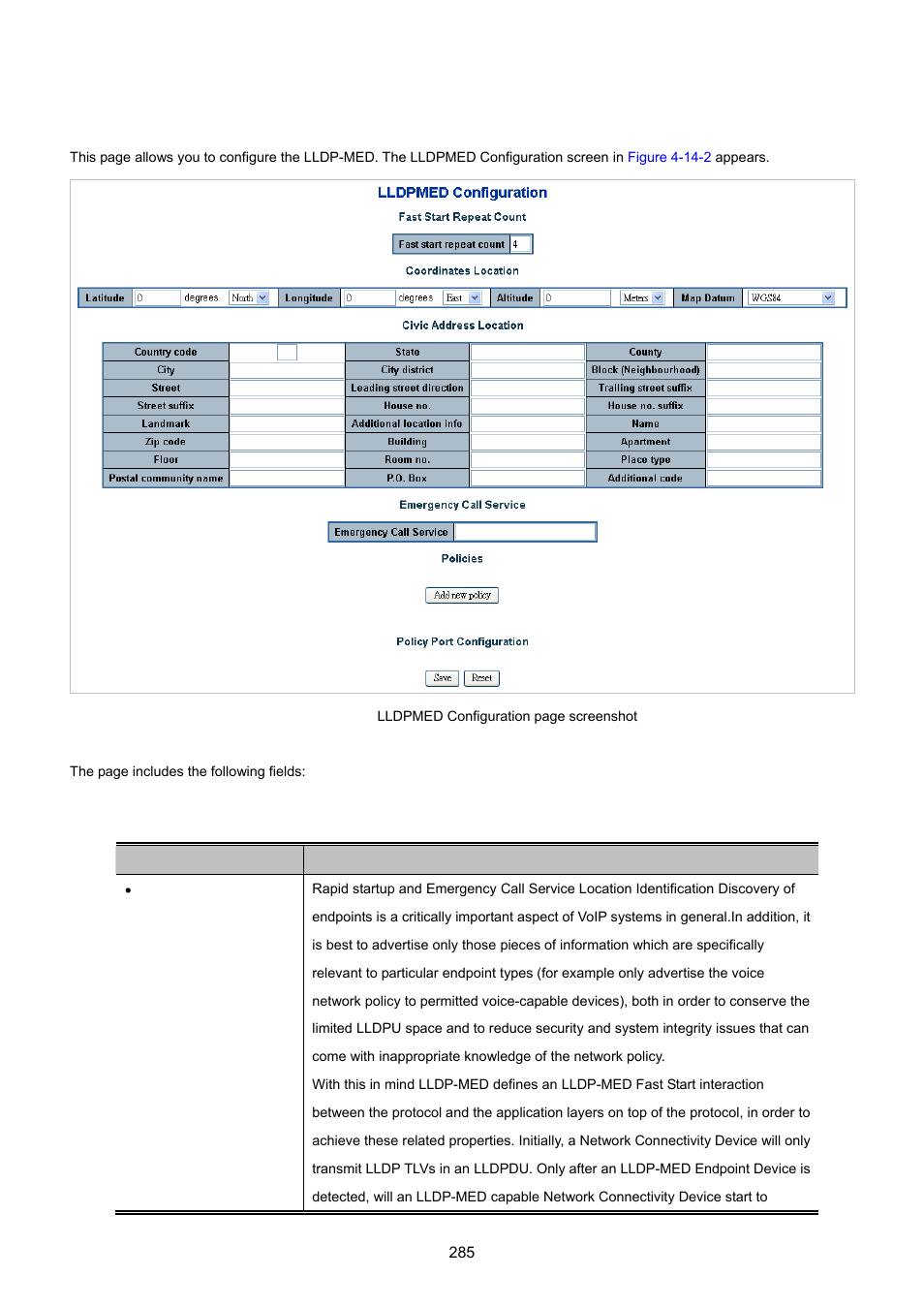 3 lldpmed configuration | PLANET WGSD-10020 User Manual | Page 285 / 557