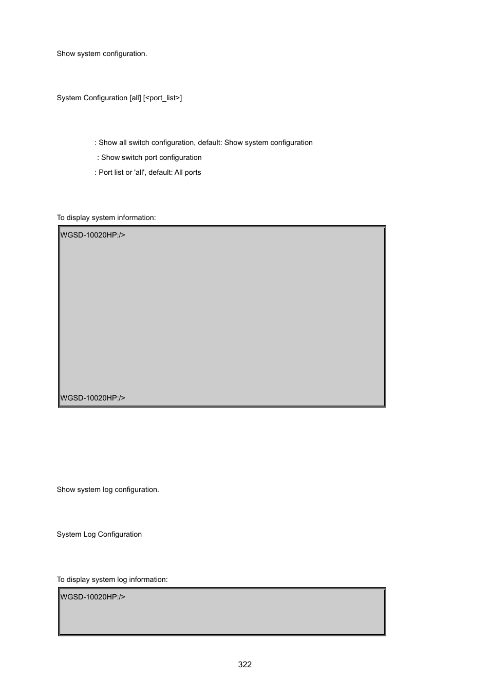 System log configuration | PLANET WGSD-10020 User Manual | Page 322 / 557