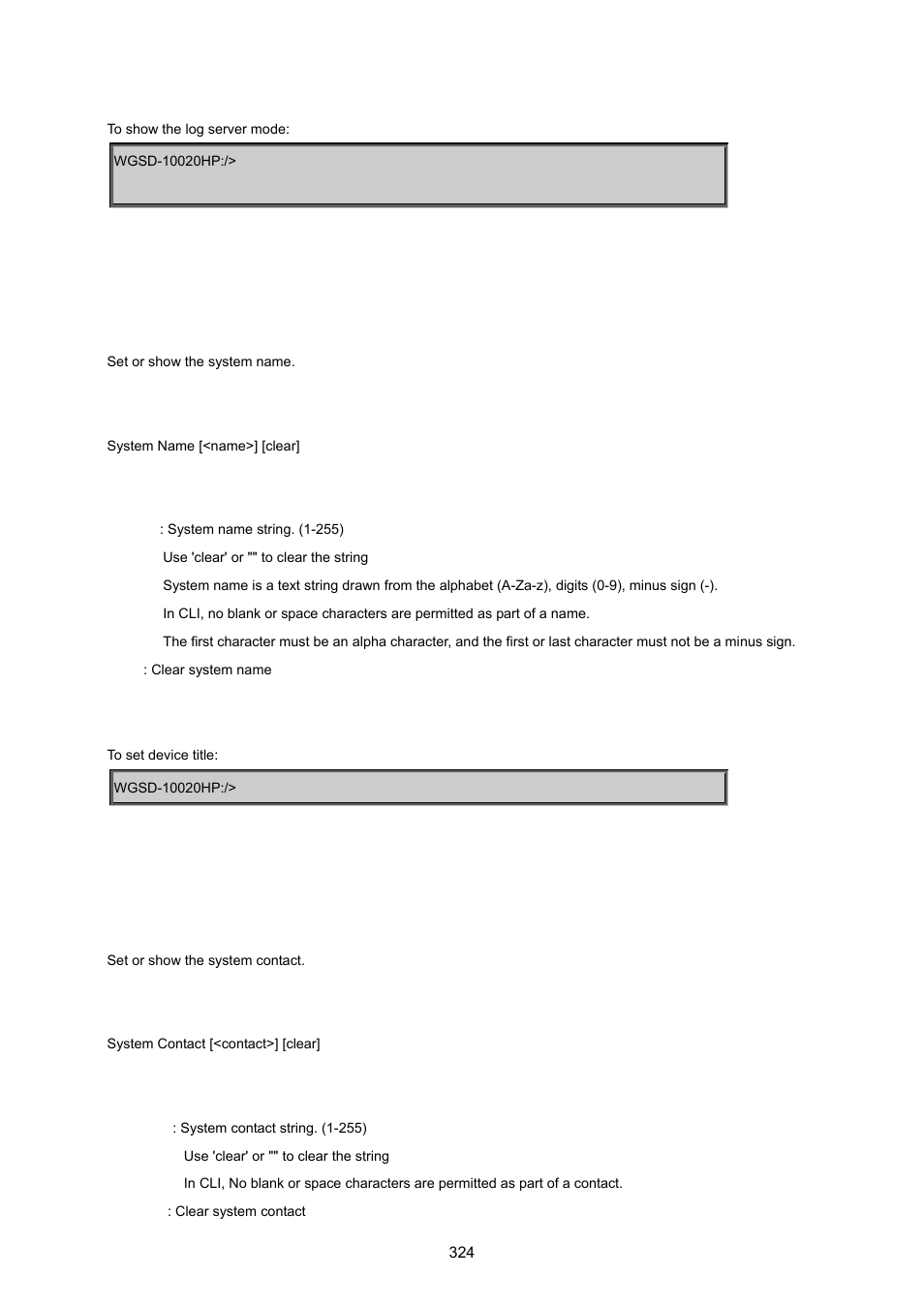 System name, System contact | PLANET WGSD-10020 User Manual | Page 324 / 557