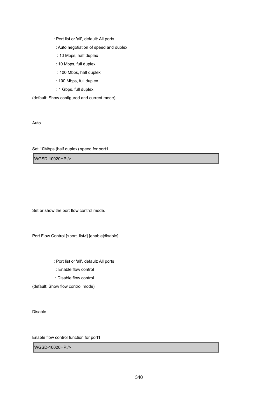 Port flow control | PLANET WGSD-10020 User Manual | Page 340 / 557