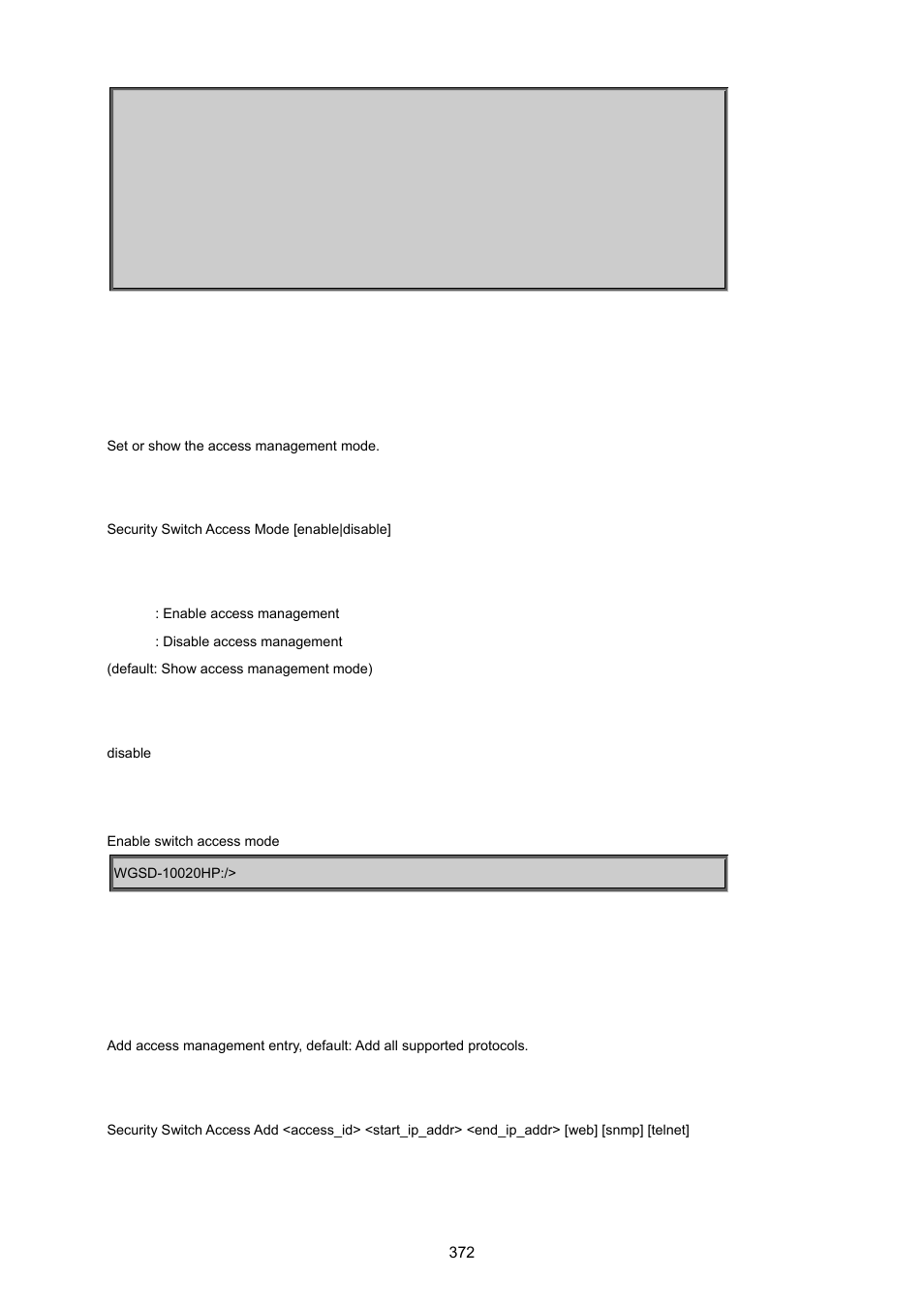 Security switch access mode, Security switch access add | PLANET WGSD-10020 User Manual | Page 372 / 557