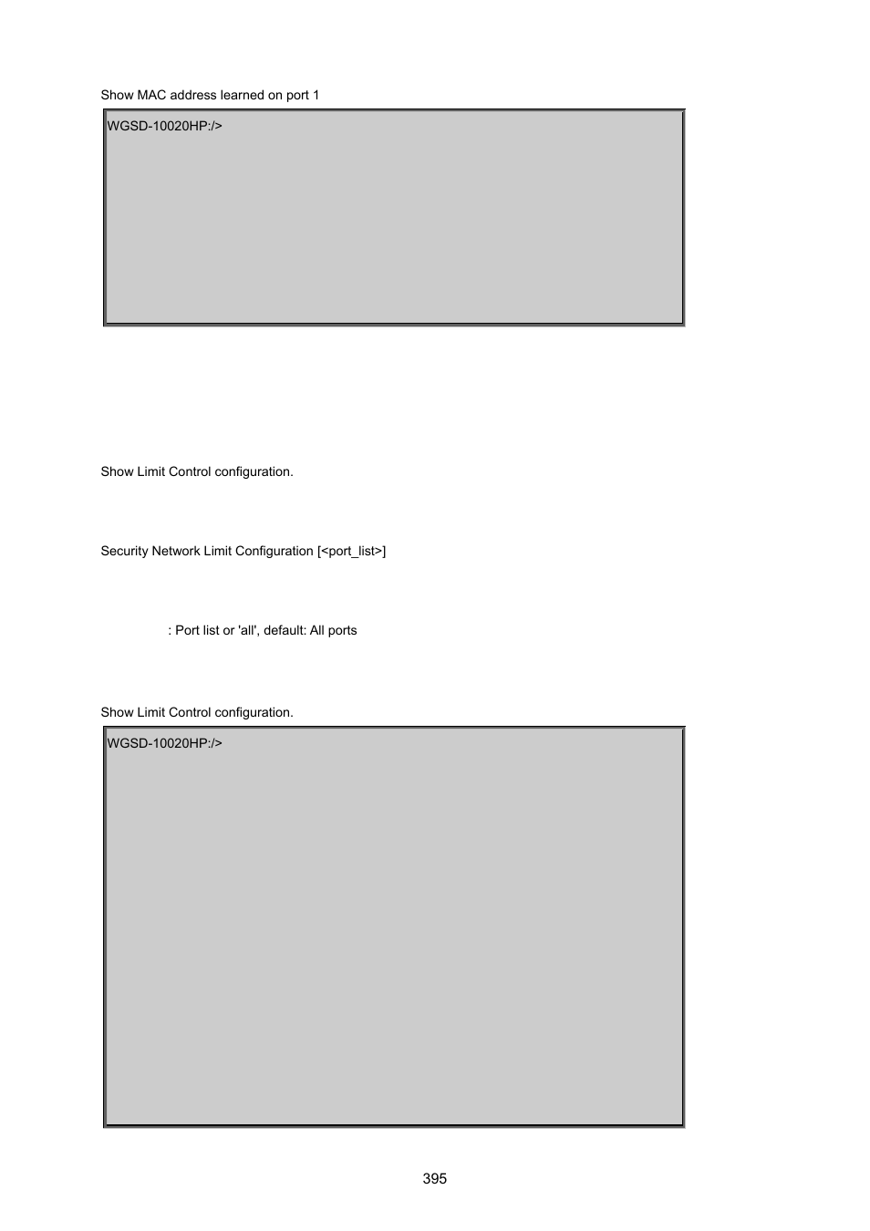 Security network limit configuration | PLANET WGSD-10020 User Manual | Page 395 / 557