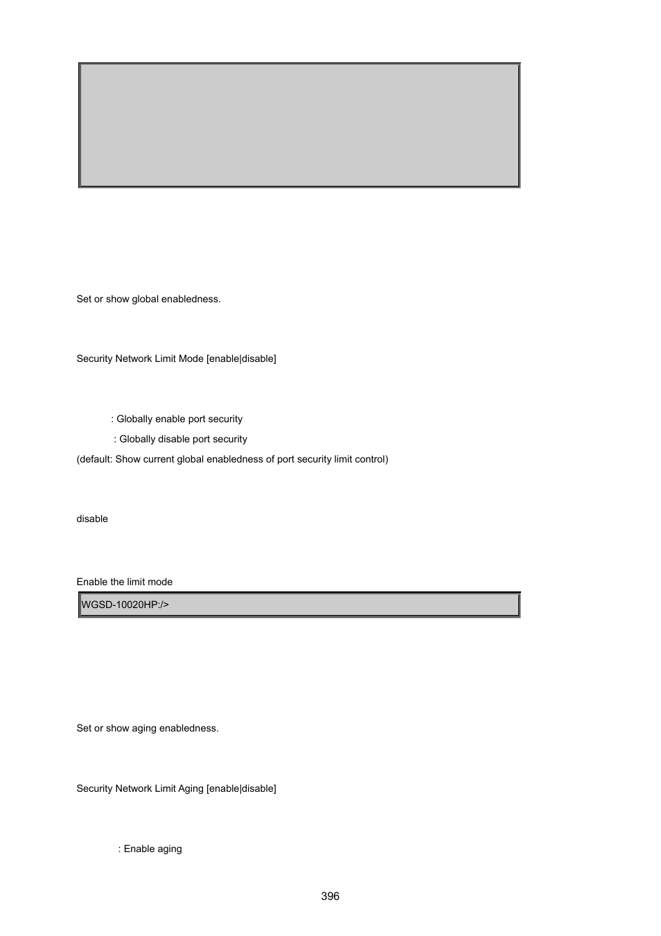 Security network limit mode, Security network limit aging | PLANET WGSD-10020 User Manual | Page 396 / 557