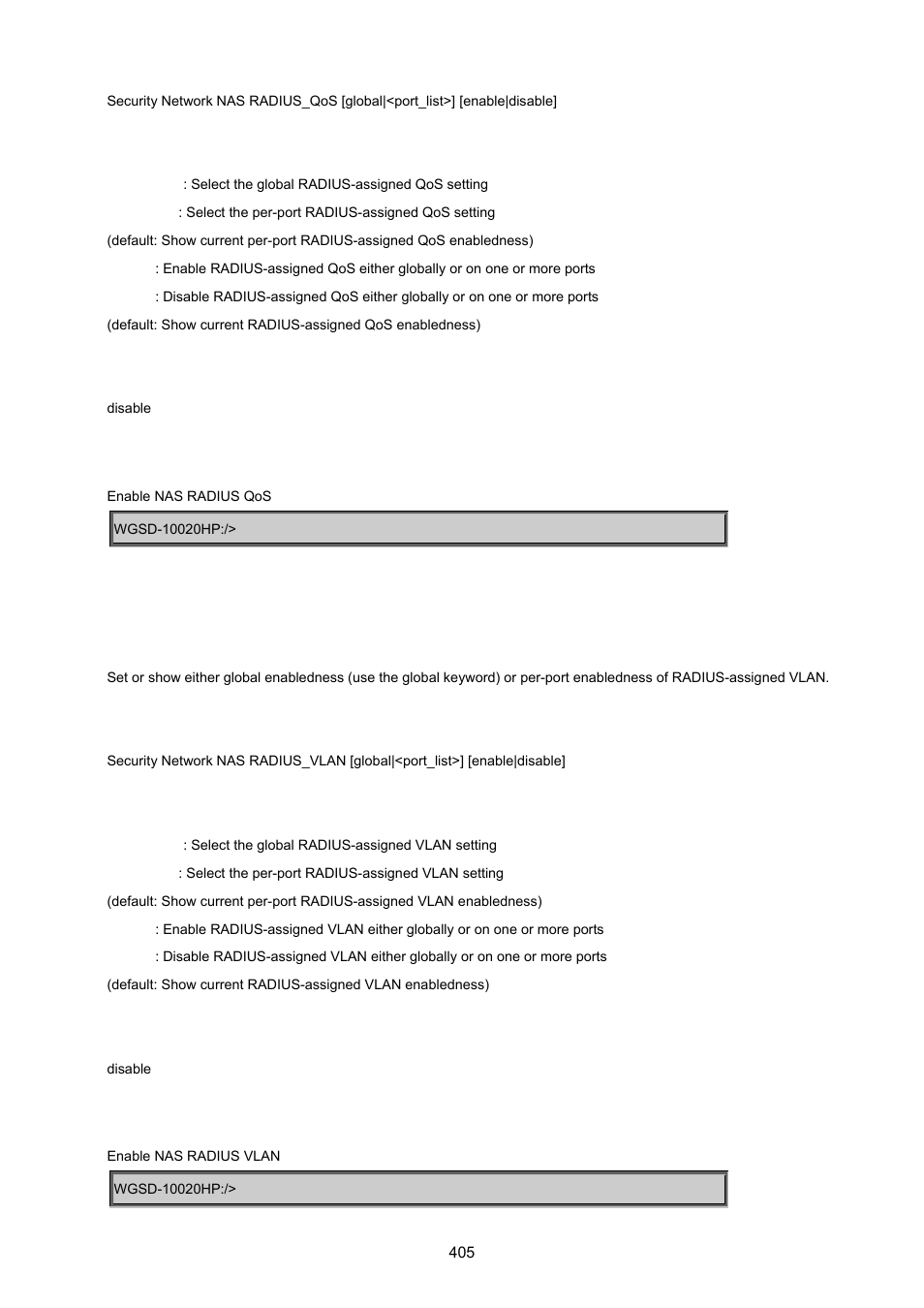 Security network nas radius_vlan | PLANET WGSD-10020 User Manual | Page 405 / 557