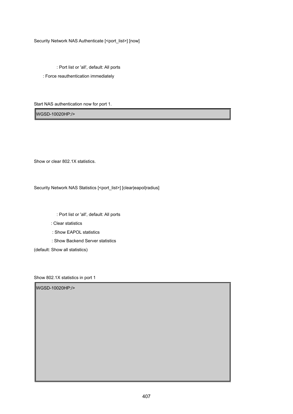 Security network nas statistics | PLANET WGSD-10020 User Manual | Page 407 / 557