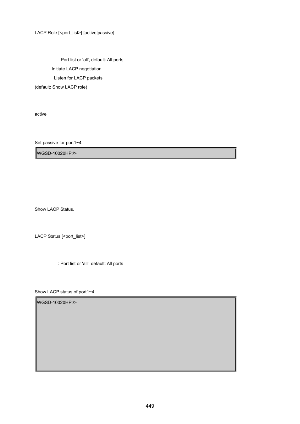 Lacp status | PLANET WGSD-10020 User Manual | Page 449 / 557