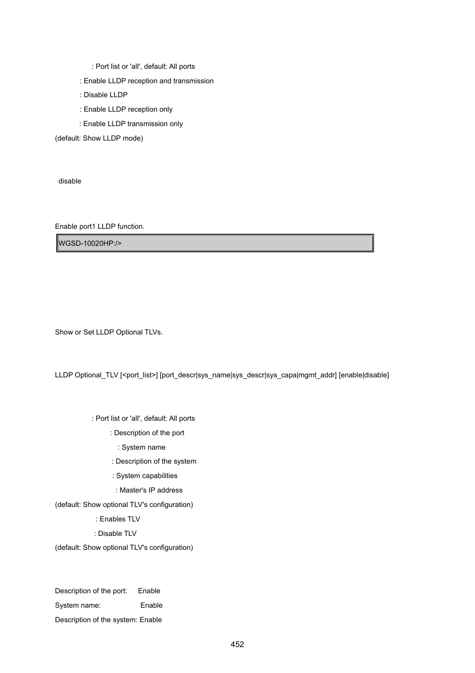 Lldp optional tlv | PLANET WGSD-10020 User Manual | Page 452 / 557