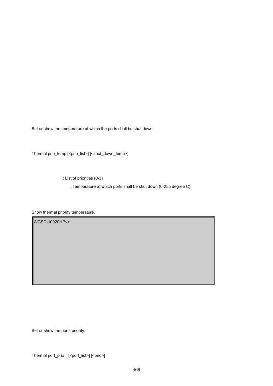 15 thermal command, Thermal priority temperature, Thermal port priority | PLANET WGSD-10020 User Manual | Page 469 / 557