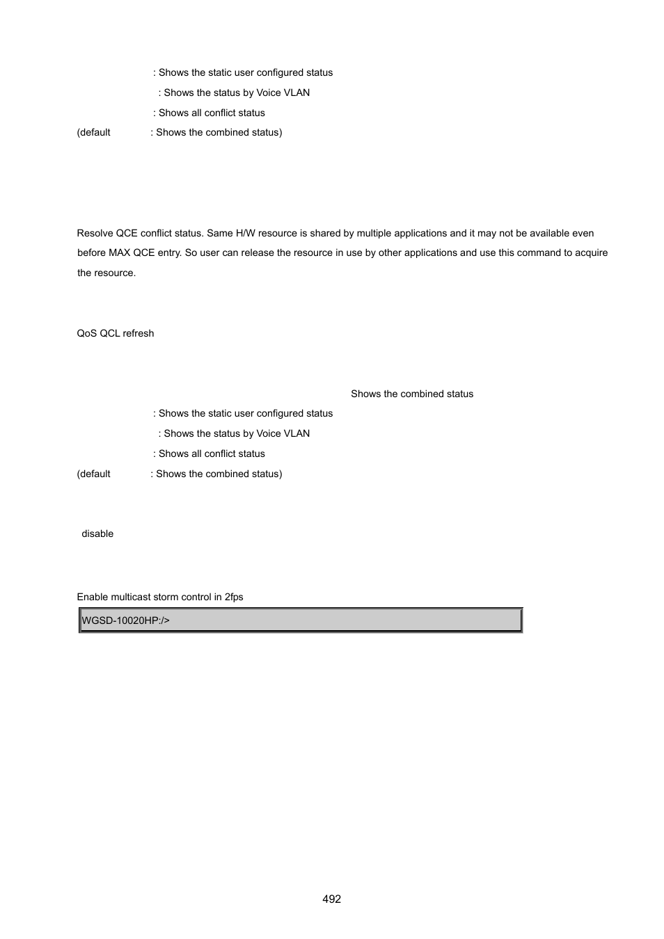 Qos qcl refresh | PLANET WGSD-10020 User Manual | Page 492 / 557