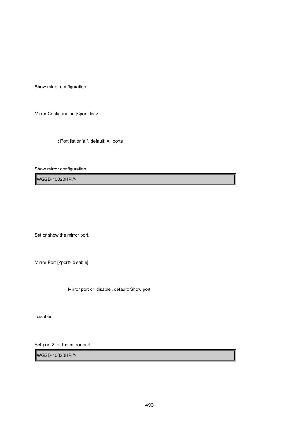 18 mirror command, Mirror configuration, Mirror port | PLANET WGSD-10020 User Manual | Page 493 / 557