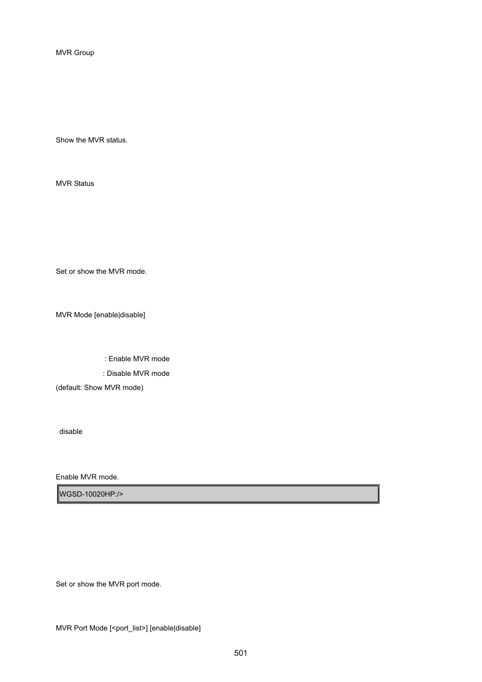 Mvr status, Mvr mode, Mvr port mode | PLANET WGSD-10020 User Manual | Page 501 / 557