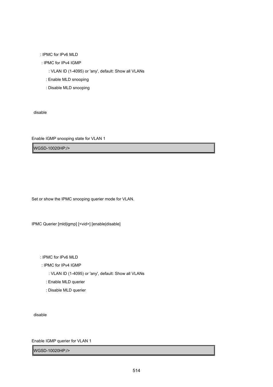 Ipmc querier | PLANET WGSD-10020 User Manual | Page 514 / 557