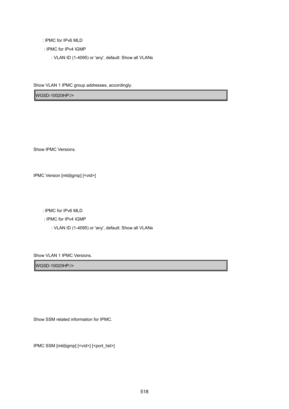 Ipmc version, Ipmc ssm | PLANET WGSD-10020 User Manual | Page 518 / 557